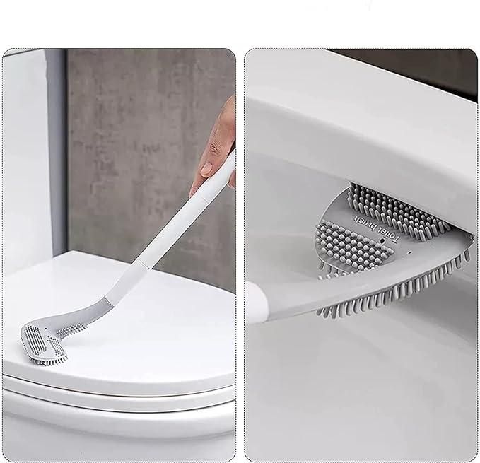 Pack of 2 Golf Toilet Brush, Long Handle Toilet Brush, Flexible Bendable Silicone Golf Toilet Bowl Cleaner Toilet Brushes for Bathroom 360 No Dead Ends Wall Mounted
