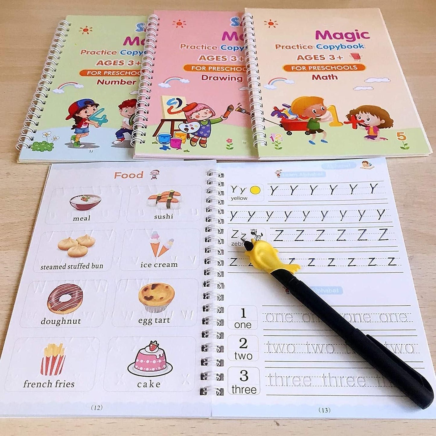 ✨Magic Practice Copybook📚 (4 Book + 1 Pen+ 10 Refill +1 Grip)✍