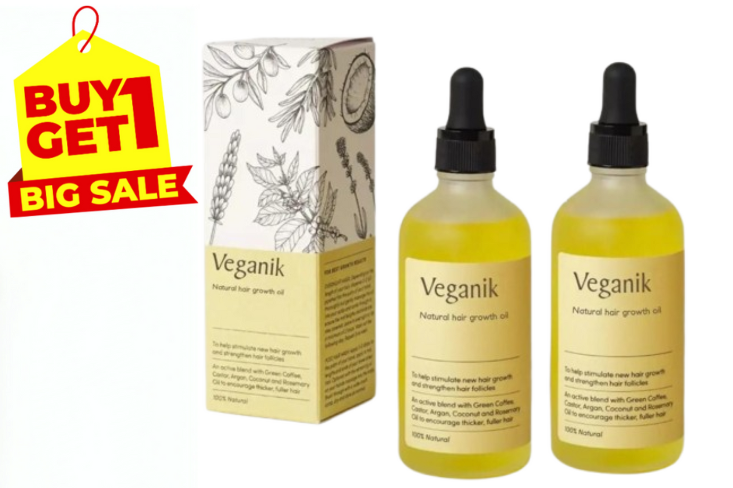 Veganic Natural Hair Growth Oil ( BUY 1 GET 1 FREE )